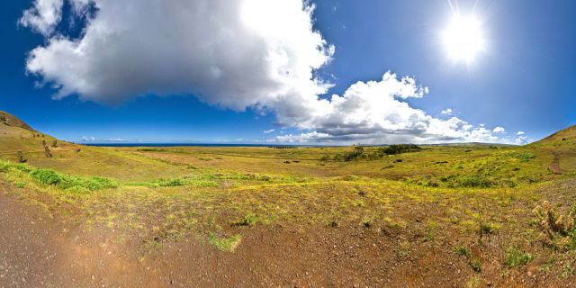 Rano Raraku is a volcanic crater formed of consolidated volcanic ash, or tuff, and located on the lower slopes of Terevaka in the Rapa Nui National Park on Easter Island. It was a quarry for about 500 years until the early eighteenth century, and supplied the stone from which about 95% of the island's known monolithic sculpture (Moai) were carved. Rano Raraku is a visual record of Moai design vocabulary and technological innovation, where 397 Moai remain. Rano Raraku is in the world heritage site of Rapa Nui National Park and gives its name to one of the seven sections of the park. Wikipedia