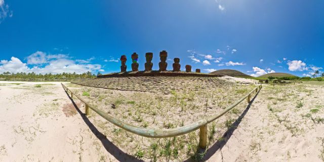 Anakena is a white coral sand beach in Rapa Nui National Park on Rapa Nui (Easter Island)