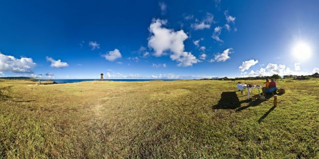 The Tahai Ceremonial Complex is an archaeological site on Rapa Nui. Restored in 1974 by the late Dr. William Mulloy, an American archaeologist, Tahai comprises three principal ahu from north to south: Ko Te Riku (with restored eyes), Tahai, and Vai Ure.