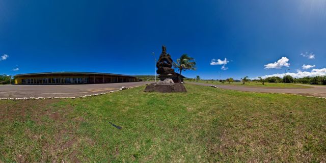 Mataveri International Airport or Isla de Pascua Airport (IATA: IPC, ICAO: SCIP) is located at Hanga Roa on Rapa Nui (Easter Island) (Isla de Pascua in Spanish). The most remote airport in the world, Mataveri International Airport is 3,759 kilometres (2,336 mi) from Santiago, Chile which has scheduled flights to it on the Chilean carrier LAN Airlines (formerly LanChile), and 2,603 kilometres (1,617 mi) from Mangareva in the Gambier Islands. The runway starts just inland from the island's southwest coast at Mataveri and nearly reaches the south coast, almost separating the mountain of Rano Kau from the rest of the island.В  The airport is the main point of entry for thousands of tourists who come to Easter Island to see its famous Moai and other archaeological sites. The airport contains a restaurant/bar, several souvenir shops, as well as a baggage claim area where most of the island's hotels and guesthouses have kiosks. The airport also has a transit lounge used by passengers who are continuing on to or from Papeete, Tahiti, which is also serviced by LAN Airlines.